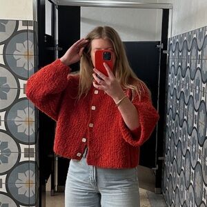 VRL GRL Elsie Knit Cardigan in Chili